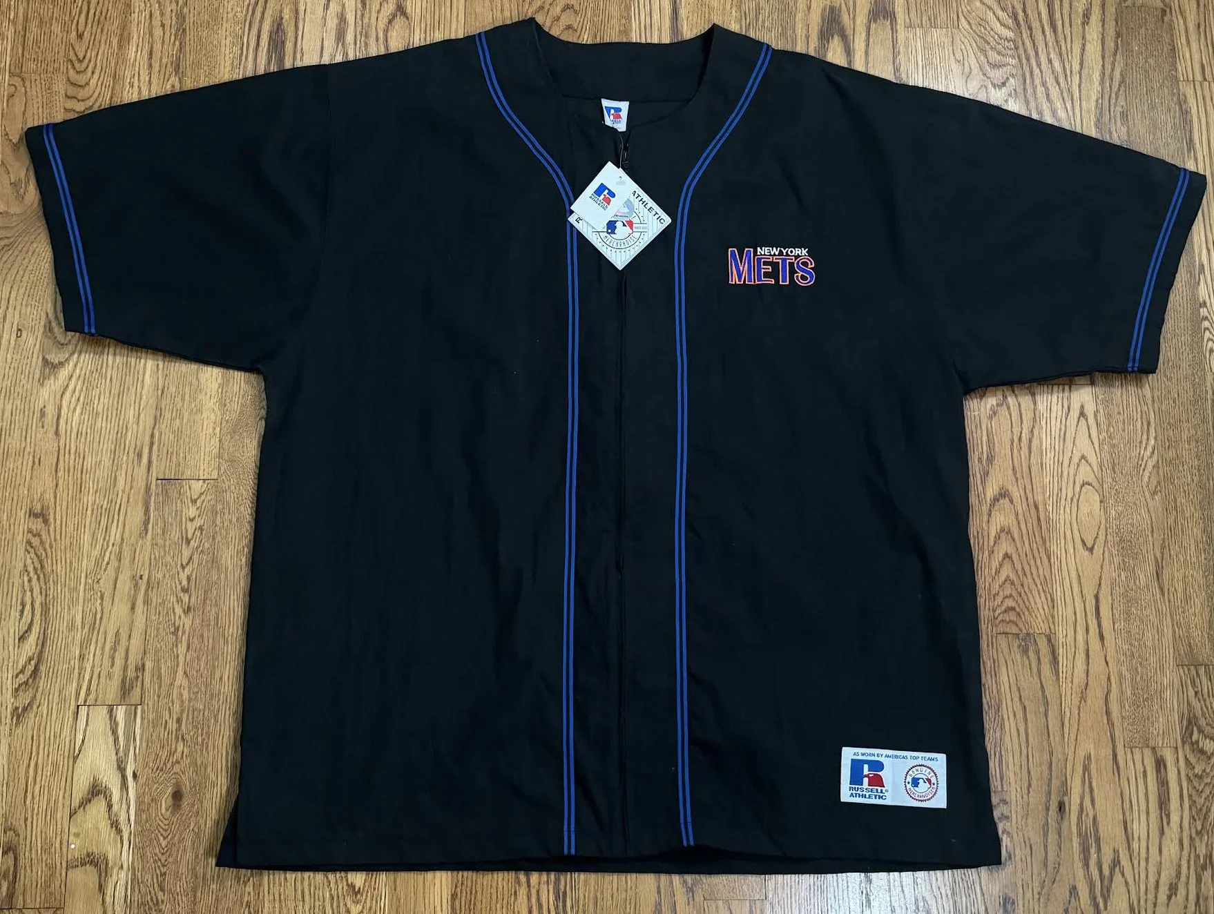 RUSSELL ATHLETIC Mets XL ブラックユニフォーム Vintage Russell Athletic New York Mets Full Zip Jersey (Size XL